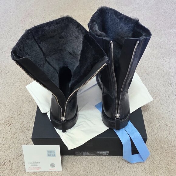 MOMA Italy Rick Nero Black Leather Ankle Boots Tronchetto EU 38.5 / US 8.5 - Picture 7 of 11